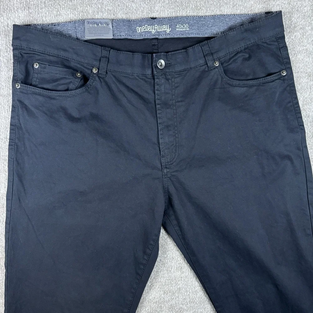 OneDayAway Men's 5 Pocket Stretch Pants Black 40x30 Regular Fit NWT